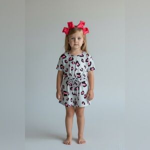 Stylish Kids Leopard Print Romper - Pink and Black